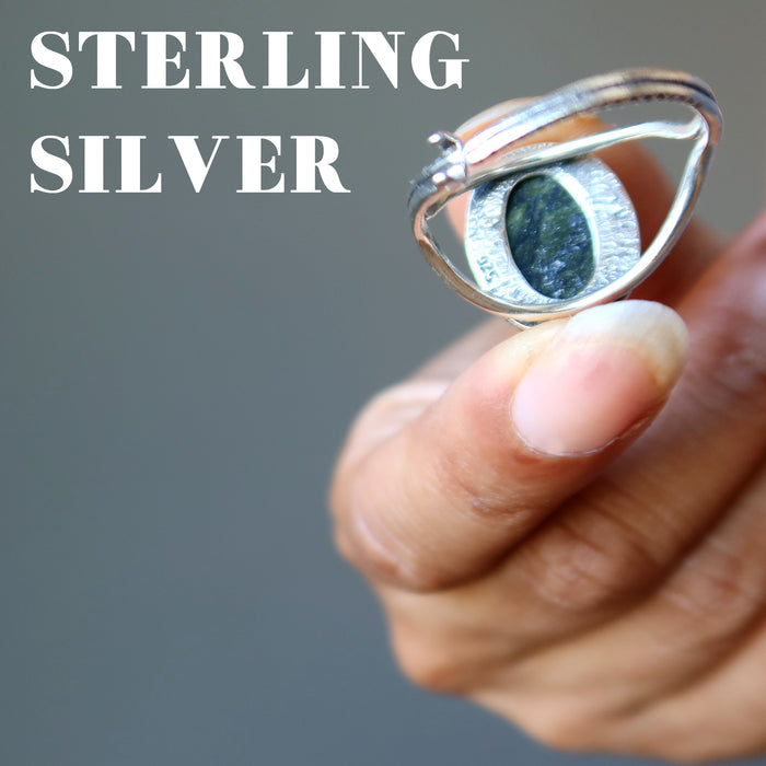 showing 925 stamp on back of russian serpentine sterling silver adjustable ring