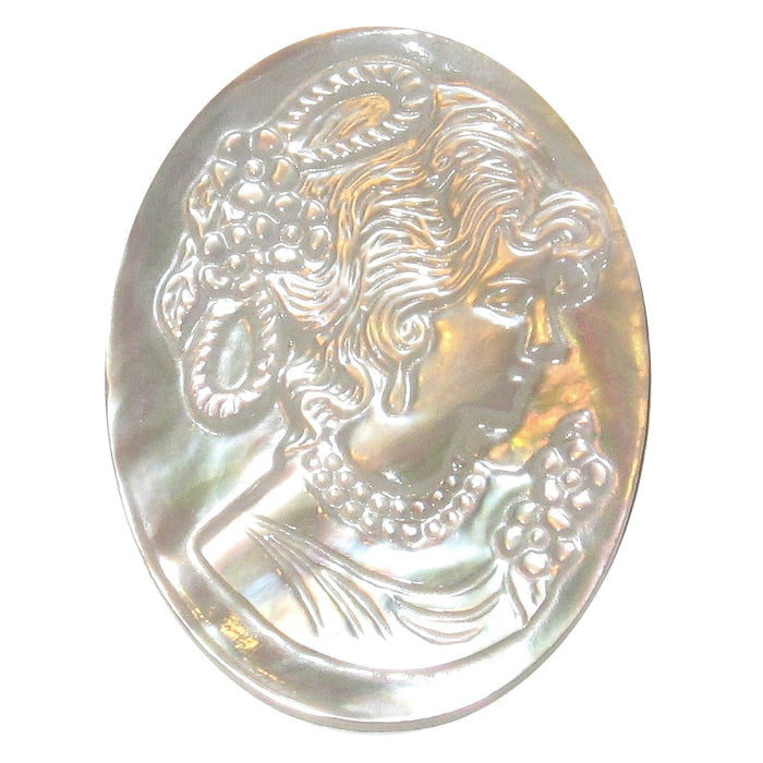 Woman Flower Mother of Pearl Shell Cameo