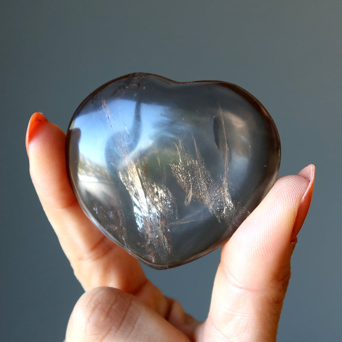 Smoky Quartz Heart See Through My Love Clear Crystal Stone