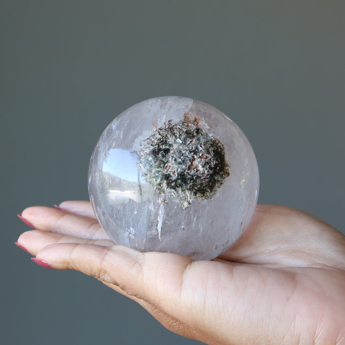 Smoky Quartz Sphere Mystery Mineral Inclusion Gray Crystal Ball