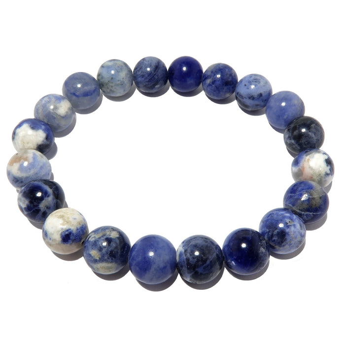 Blue sodalite stretch bracelet with round polished beads