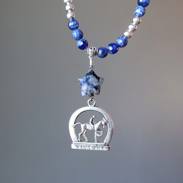 Sodalite Necklace Victory Horse Star of Show Blue Crystal