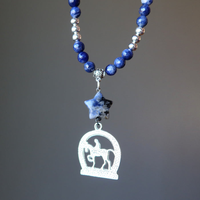 Sodalite Necklace Victory Horse Star of Show Blue Crystal