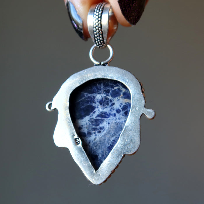 Sodalite Pendant Peace Please Blue Crystal Sterling Silver