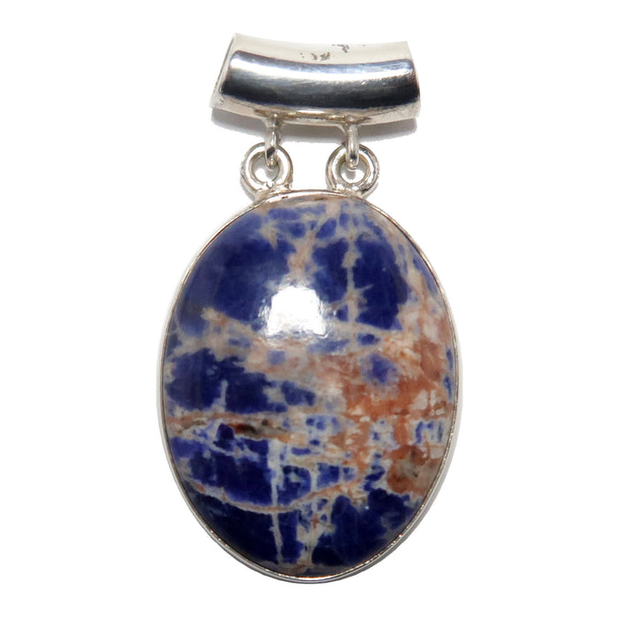 Sodalite Pendant Pink Sunset Blue Sea Oval Sterling Silver