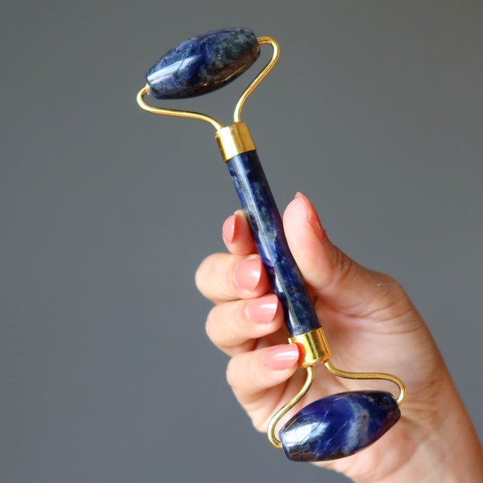 Sodalite Wand Stress-Be-Gone Blue Crystal Facial Roller