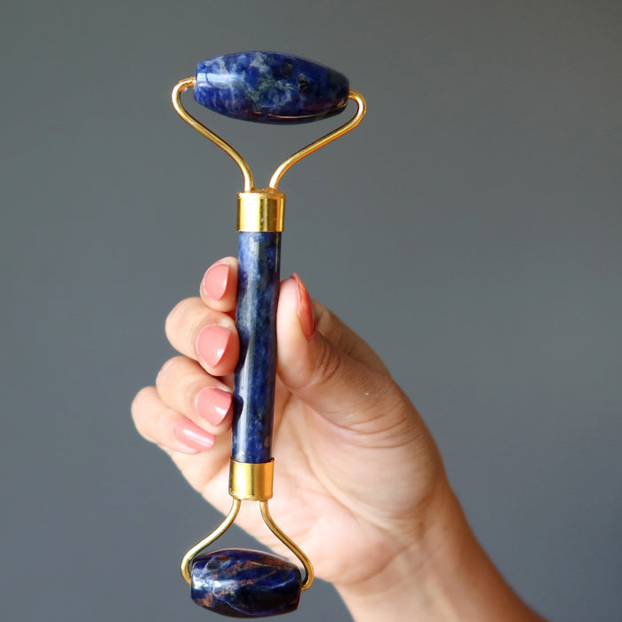 Sodalite Wand Stress-Be-Gone Blue Crystal Facial Roller