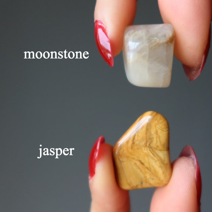 Solar Plexus Chakra Tumbled Stone Set Sun-Moon Jasper Moonstone