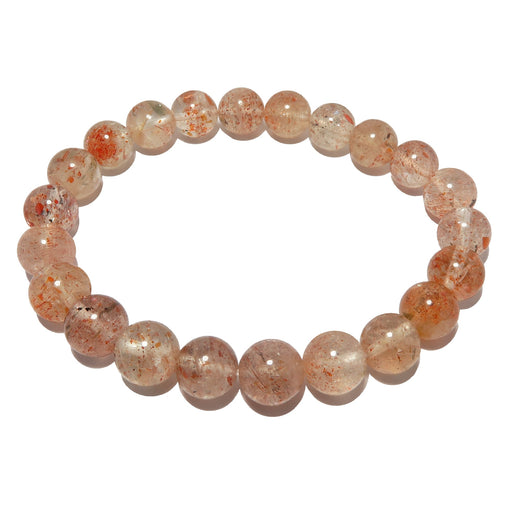 Clear red sunstone bracelet made of round beads 