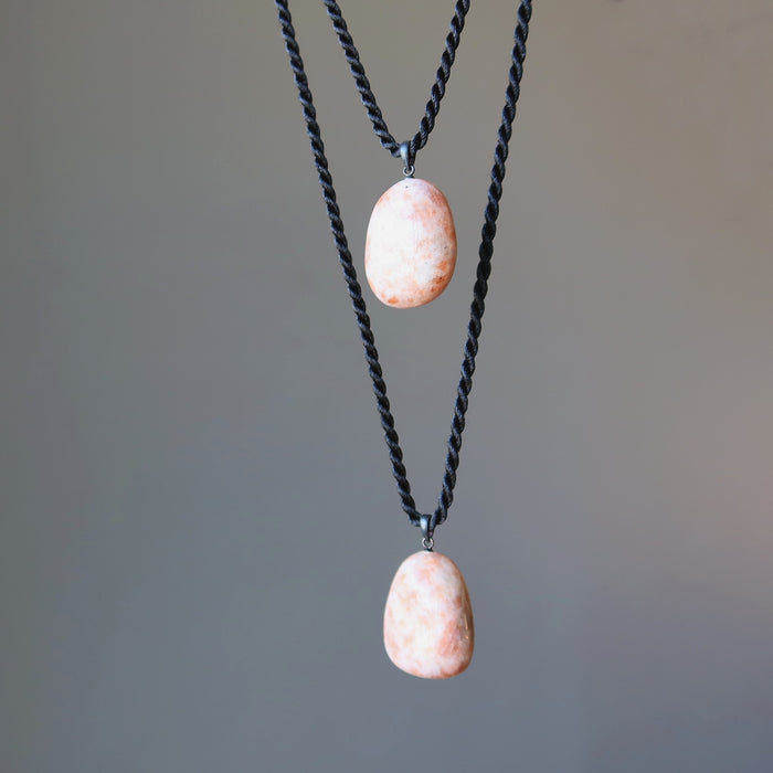 display two size sunstone necklace