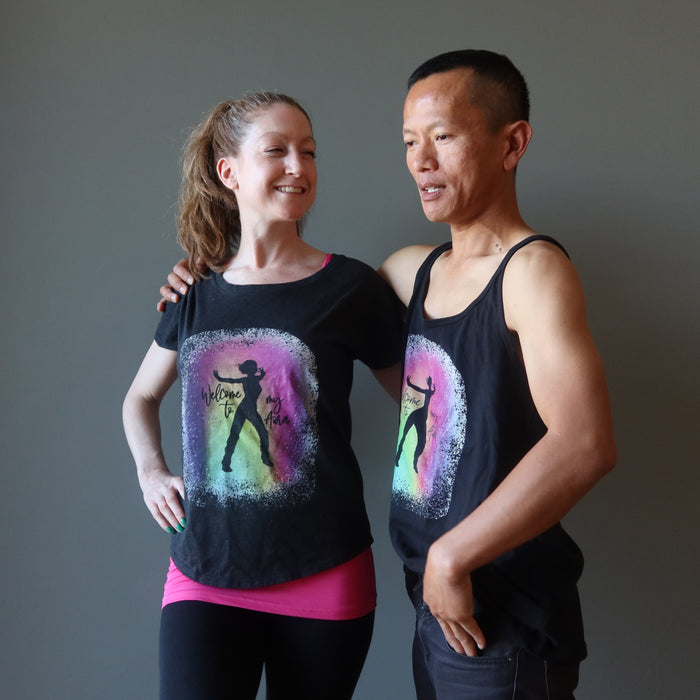 Satin Crystals T-Shirt 'Welcome to my Aura' Rainbow Dancer