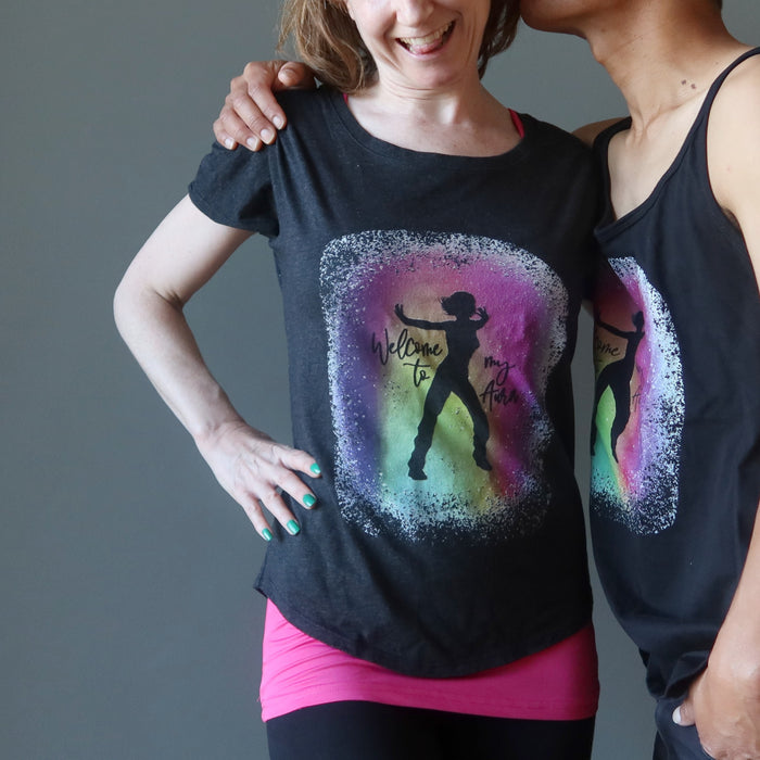 Satin Crystals T-Shirt 'Welcome to my Aura' Rainbow Dancer
