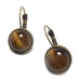 round cabochons Tigers Eye set in antique bronze Leverback  Earrings 