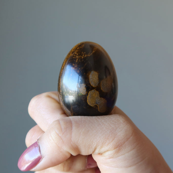 placing Tigers Eye Egg on the fist