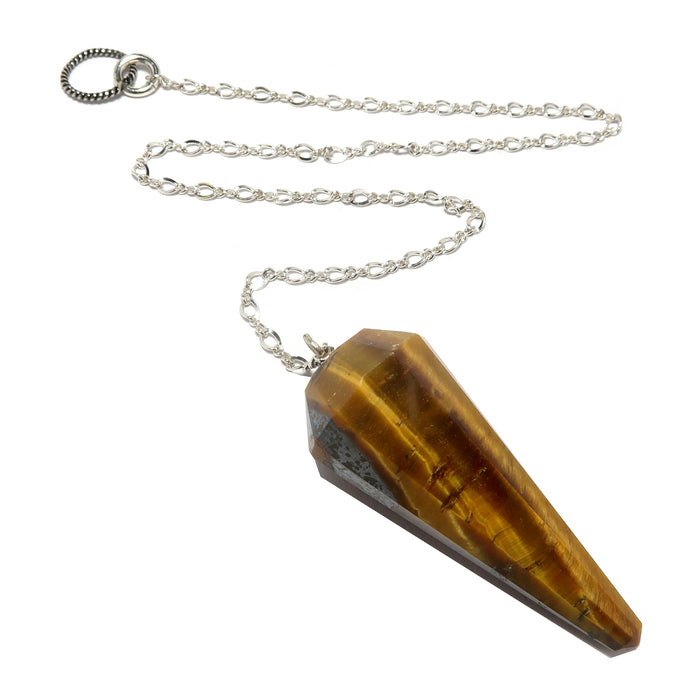 golden brown faceted pendulum on sterling silver chain