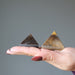 two Tigers Eye Pyramids on the palm