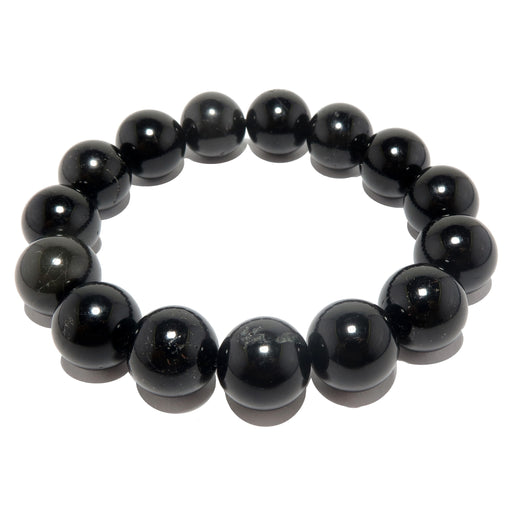 black tourmaline round stretch bracelet with 12mm beads