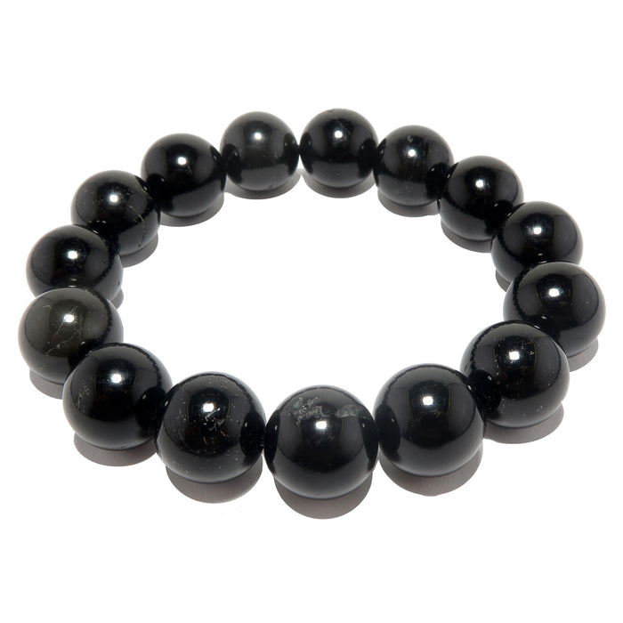 black tourmaline round stretch bracelet with11-12mm beads