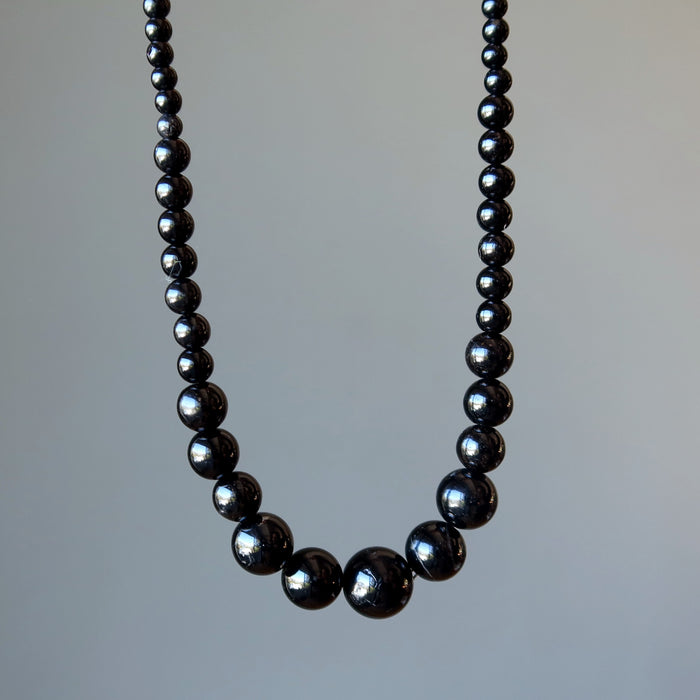 black Tourmaline round bead Necklace 