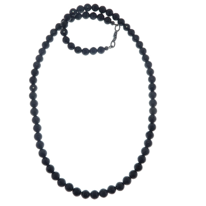 faceted black Tourmaline beaded Necklace 