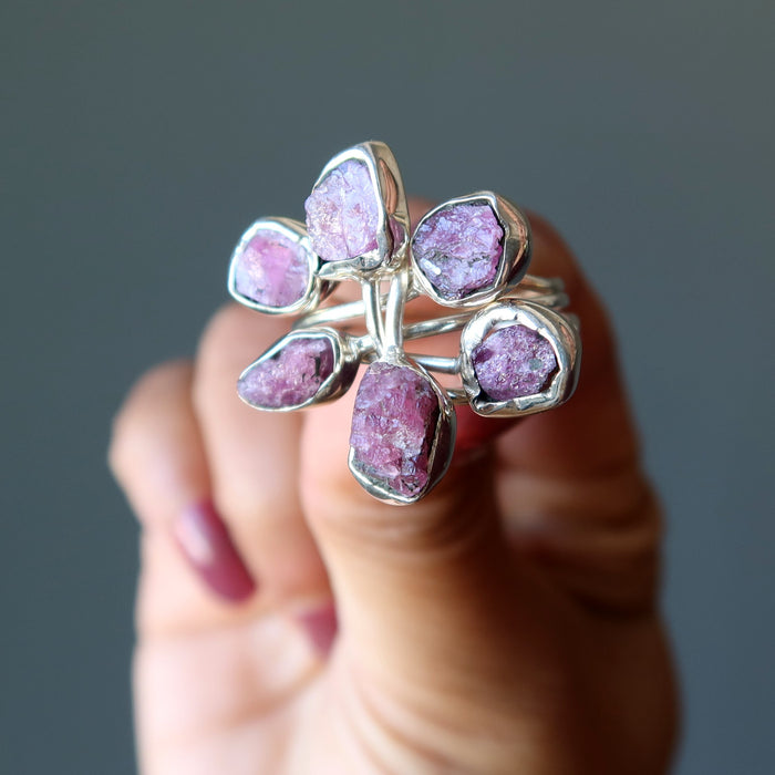 Pink Tourmaline Ring Blooming Orchid Gemstone Silver