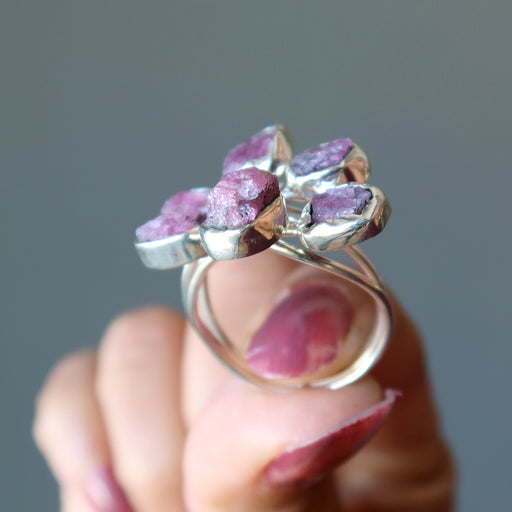 pink tourmaline sterling silver ring
