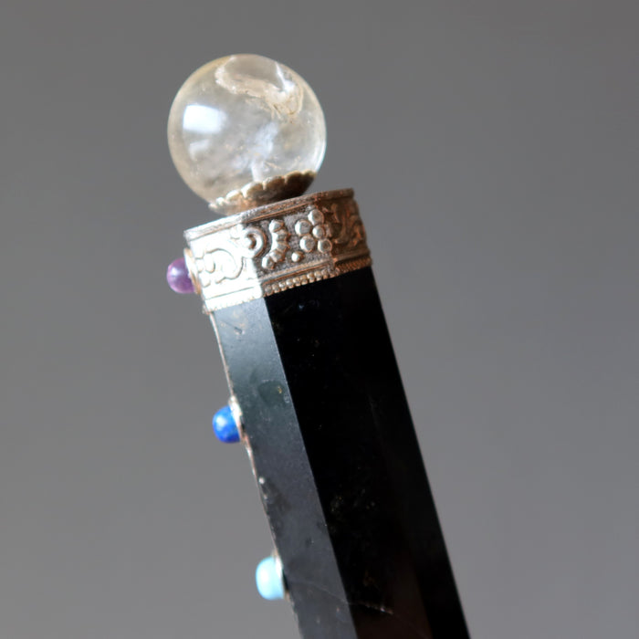 Black Tourmaline Aura Wand Energy Healing Chakra Crystals