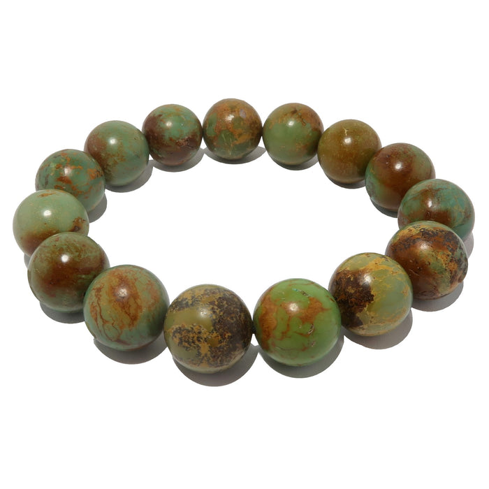 green and brown turquoise jasper round beaded stretch bracelet