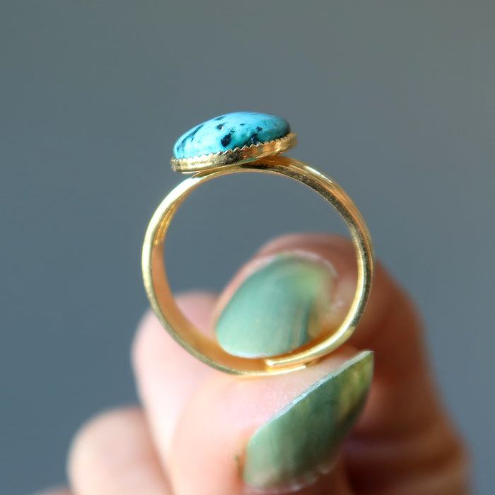 Turquoise Ring Fancy Spirituality Dazzling Gold Adjustable