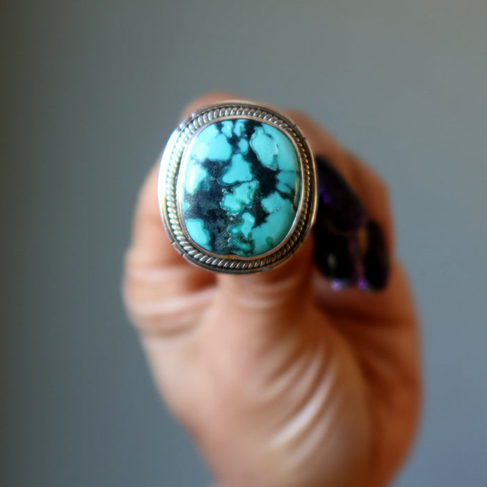 Turquoise Ring Jewel of Oneness Sky Blue Crystal Sterling Silver