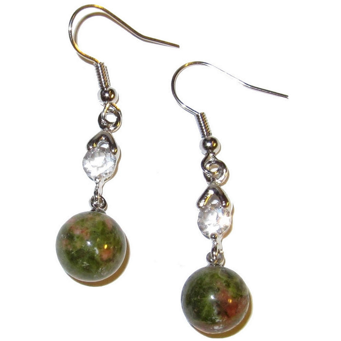Unakite Earrings Sparkle Green Pink Inspiration Stones
