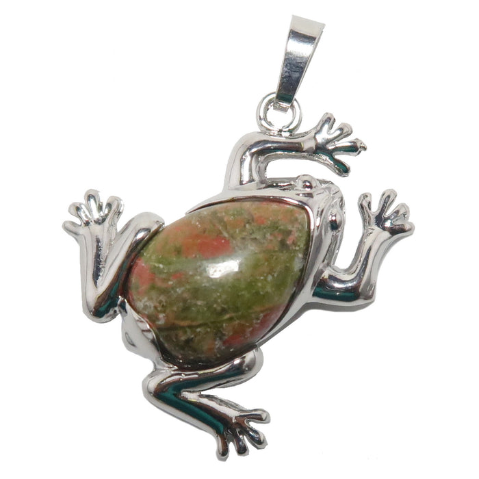 partly silver and Unakite frog Pendant 